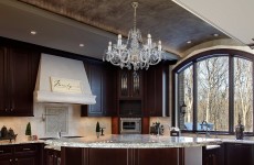 Crystal chandelier in the kitchen