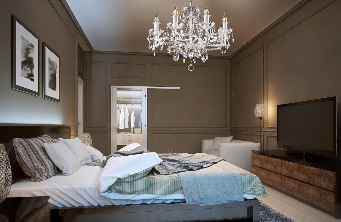 Хрустальная люстра для спальни в провансальском стиле EL175802PB