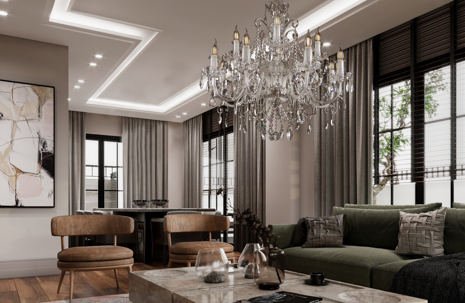 Moderný krištáľový luster do obývačky v glamour štýle EL1401202