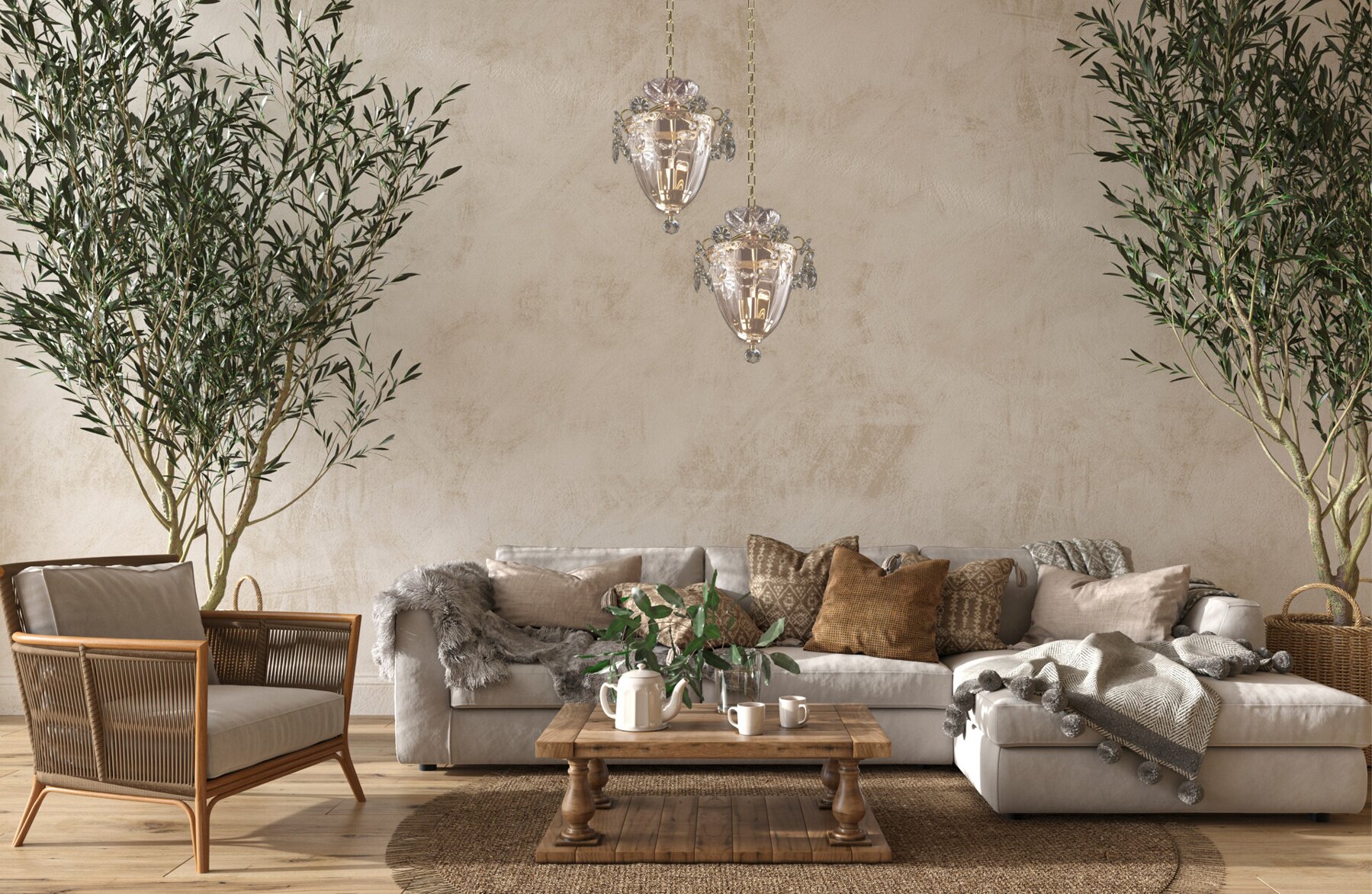Závesné krištáľové svietidlo do modernej obývačky v škandinávskom štýle EL333301