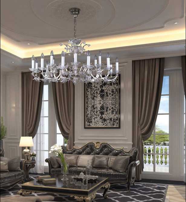 Living room in chateau style crystal chandelier L20008CE