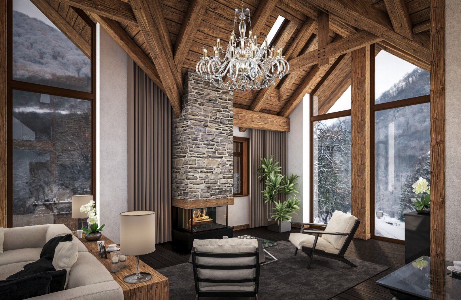Modern crystal chandelier for modern living room in scandinavian style EL21812+6+309