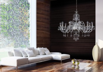 Modern crystal chandelier in the living room